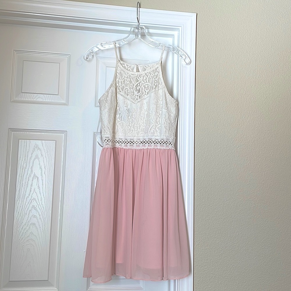 Pink and white lace dress